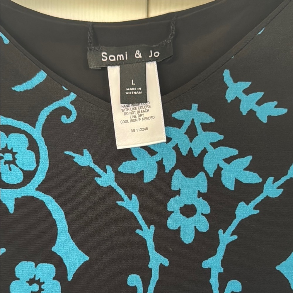 Sami & Jo reversible Black and teal  Floral Long Sleeve Dress - Picture 11 of 11